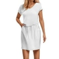 thumbnail image 5 of HXWCHs Women's V Neck Casual Summer T Shirt and Short Skirt Street Style Outfit Set XXL White, 5 of 7