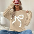thumbnail image 4 of ZHYou No Boundaries Womens Christmas Sweaters,Cute Bow Print,Long Sleeve Oversized Soft Warm Pullover Tops,Khaki,Size 2XL, 4 of 9