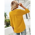 thumbnail image 7 of LOMON Women's 3/4 Sleeve V Neck Button Up Pleated Back Blouses Dot Blouse Tops Shirts, 7 of 7