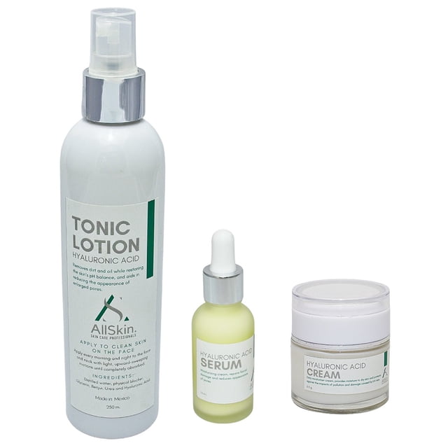 Kit antiedad con tónico facial, suero y crema con ácido hialurónico AllSkin Kit antiedad con ácido hialurónico