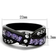 thumbnail image 2 of Luxe Jewelry Designs Women's Black Ion Plated Stainless Steel Ring with Amethyst CZ and Clear Stones, 2 of 4