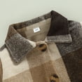 thumbnail image 6 of KOMOO Toddler Baby Flannel Jacket Long Sleeve Lapel Corduroy Jacket Button Elastic Hem Plaid Shacket Jacket, 6 of 9