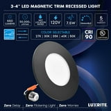 Luxrite 3-4 Inch LED Ceiling Light, 5CCT 2700K-5000K, 650LM, J-Box or 4 ...
