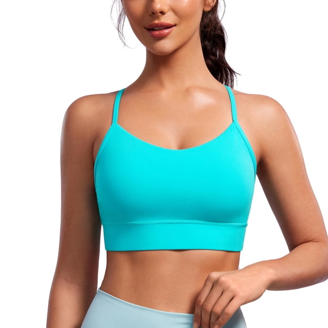 Sostén CRZ YOGA Butterluxe sin varillas con espalda racer y escote redondo azul XL