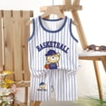 thumbnail image 2 of Hessimy 2PCS Summer Outfit Toddler Boy Cartoon Print Short Sleeve T-Shirt Shorts Set Infant Clothes,Infant Wear(Navy,80.00), 2 of 7