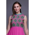 thumbnail image 5 of Bimba Fuschia Pink Damask Indian Long Kurti For Women Party Wear Printed Sleeveless Anarkali Kurti Dress Medium, 5 of 6