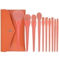 thumbnail image 3 of Paquete de 10 brochas de maquillaje Qarigey de belleza facial con mango largo Naranja, 3 of 6