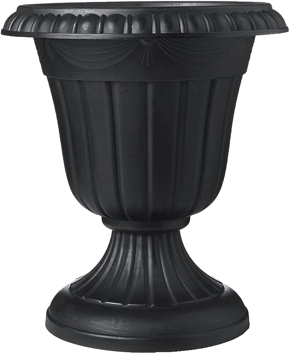 Arcadia Garden Products 16x18" Traditional Plastic Urn Planter, Black