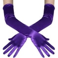 thumbnail image 2 of Long Opera Party 20s Satin Gloves Stretchy Adult Size Elbow Length,Purple, 2 of 4
