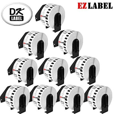 10 Rouleaux Étiquettes en Papier Continues DK2225 1.5 Pouces x 100 Pieds (38mm x 30.48m)