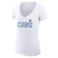 thumbnail image 2 of Women's G-III 4Her by Carl Banks  White Chicago Cubs Dot Print V-Neck Fitted T-Shirt, 2 of 3