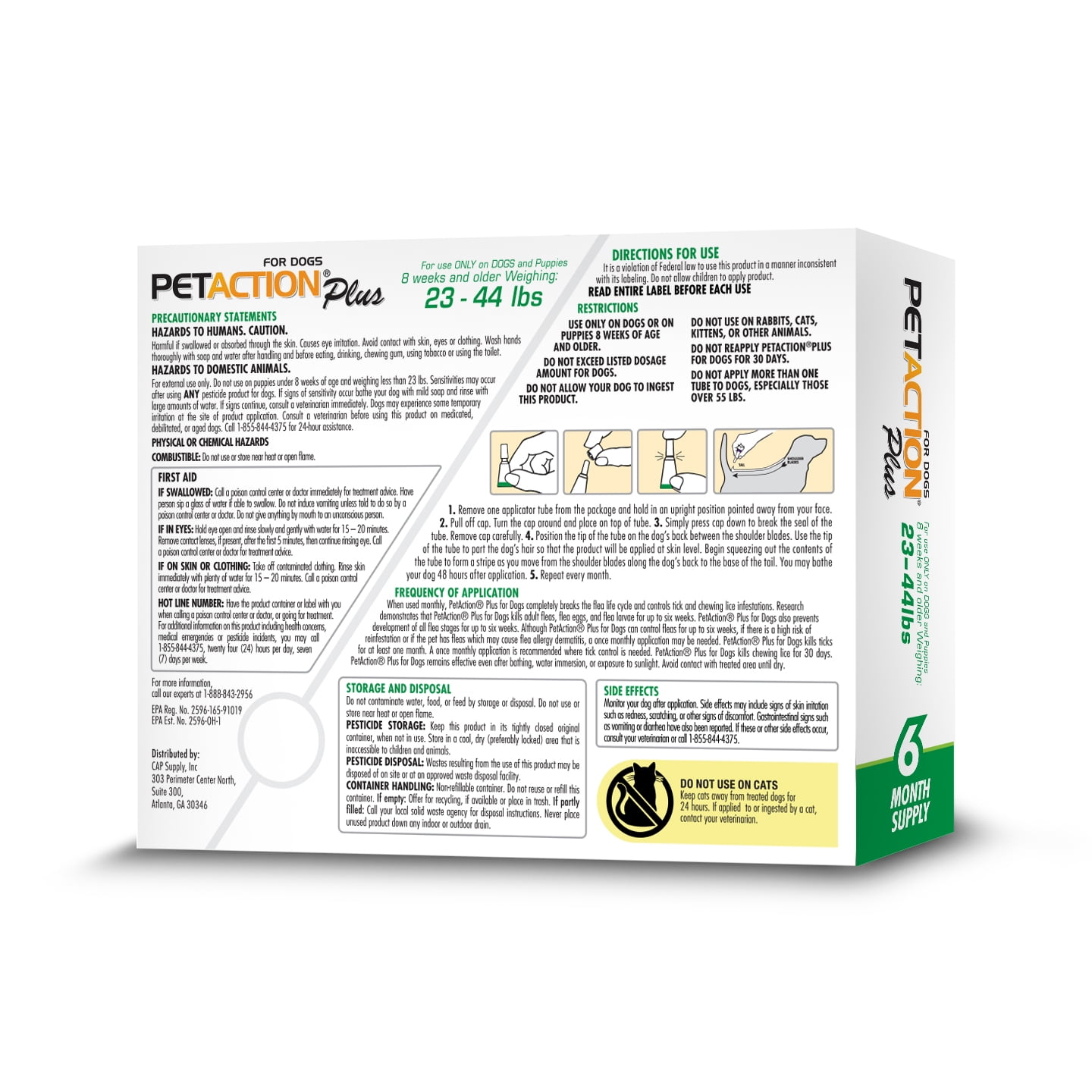 PETACTION PRO Flea & Tick Topical Treatment for Dogs 23-44 lbs, 6 Count
