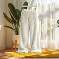 thumbnail image 4 of Qingpeng Womens Plush Warm Long Pants Elastic High Waist Wide Leg Trousers Thick Cozy Fall Winter Casual Pants for Women, 4 of 5