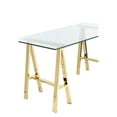 thumbnail image 3 of Pemberly Row Contemporary Small Metal Desk with Glass in Polished Gold, 3 of 4