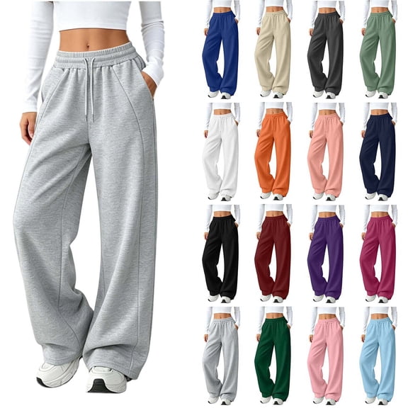 Sevevn Women's Wide Leg Sweatpants with Pockets High Waisted Drawstring Lounge Pants Soft Casual Loose Fit Jogger Pants Comfortable Athletic Track Pants for Workout Travel Home Daily Wear