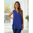 thumbnail image 3 of DARING DIVA Women's Chiffon V Neck Sleeveless Double Layer Tank Top S Royal Blue, 3 of 8
