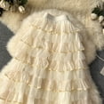 thumbnail image 6 of ClodeEU Women's High Waisted Tulle Tiered Cake Skirt,Fluffy Ballerina Midi Skirt Beige,Womens Plus Free Size, 6 of 6
