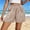 Beige plus size high waisted shorts a1, variant on Women Plus Size Elastic Waist Shorts with Pockets Casual Loose Summer High Waisted Flowy Shorts for Daily Wear Lounge Fashion Beach Clothes, Beige S
