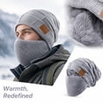 thumbnail image 2 of Lumtrix Beanie Hat For Men And Women Winter Warm Hats Knit Slouchy Thick Fleece Lined Skull Cap With Face Cover Gray One Size, 2 of 4