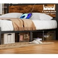 thumbnail image 5 of Furnulem Full Bed Frame with LED Lights,Industrial Storage Headboard with Charging Station,USB Port,Under Bed Storage,Wood Platform with Strong Metal Support,No Box Spring Needed, 5 of 8