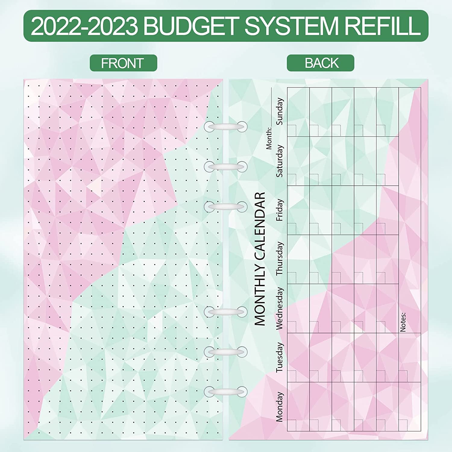 2023-2024 Planner Refills, 2023 Weekly & Monthly Planner Refills for A6  Binder, Runs from July 2023 to June 2024, 6-Hole Refill Planner with Tabs,  Person Size/Size 3, 3.75 x 6.75, Teal Leaf 