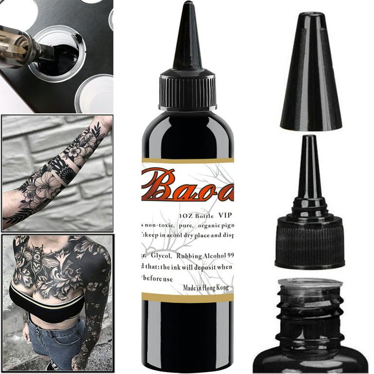Baodeli Tattoo Ink 2oz/Bottle Professional Black Tattoo Ink Permanent - Art  Tattoo - Super Black - Tattoo Supplies 