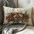 thumbnail image 4 of Hello Winter Pine Cone Lumbar Decorative Throw Pillow Cover 12 x 20, Rectangular Pine Needle Bow Outdoor Home Decor, Christmas Seasonal Red Berry Sofa Couch Cushion Case, 4 of 6