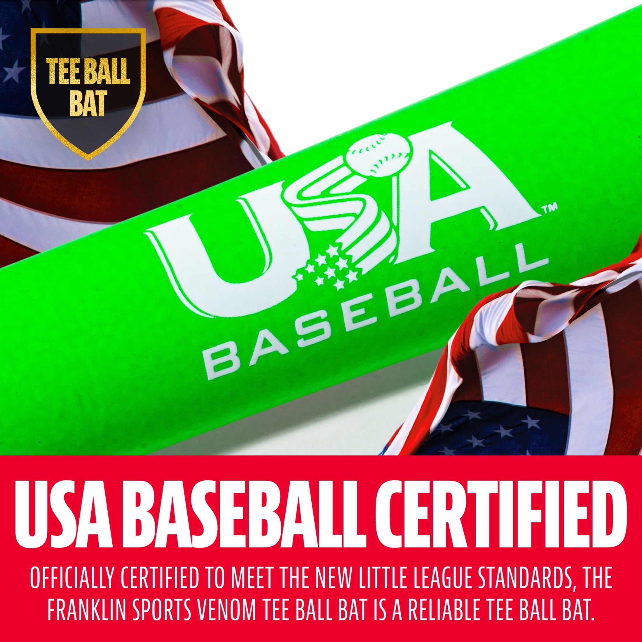 Franklin Sports Venom 1000 Youth Aluminum Teeball Bat, 24 in/14 oz, Drop -10, Green