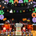 thumbnail image 3 of Halloween Baby Shower Decorations A Baby Is Brewing Baby Shower Decorations Banner Balloons Cake Cupcake Toppers for Halloween Gender Reveal Party Decor Halloween Witches Ghosts Party Supplies, 3 of 10