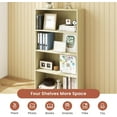 thumbnail image 5 of Four-Tier Living Room Bookshelf, Small Bookcase with 3 Shelves for Small Spaces, Standing Display Bookshelf with Storage, Book Shelves for Bedroom, Office, Milky White, 5 of 7