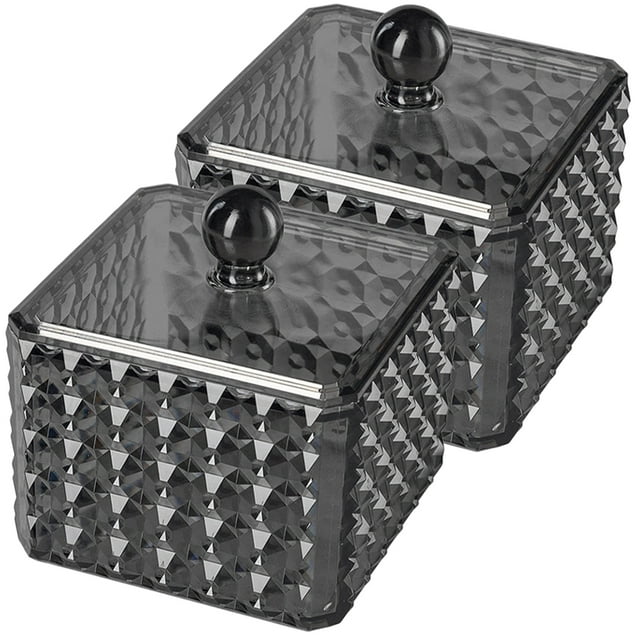2pcs Makeup Sponge Pad Organizer Acrylic Diamond Grain Vanity Countertop Jar