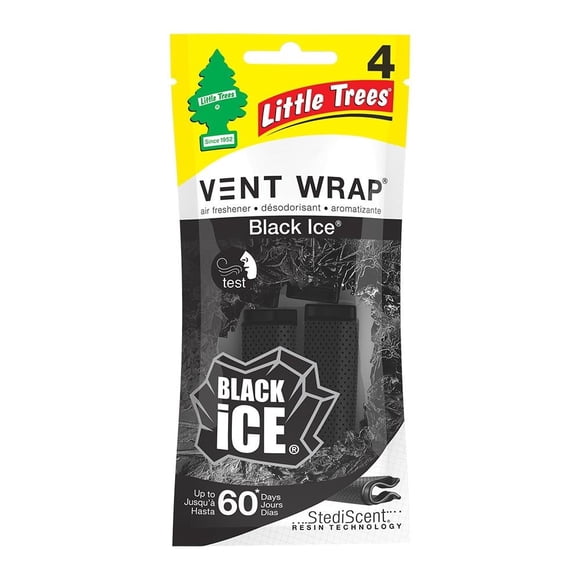 Aromatizante Para Auto Little Trees Vent wrap Black Ice pack de 4 piezas