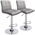 thumbnail image 2 of Leopard PU Leather Padded Square Back Adjustable Swivel Bar Stools,Grey, 2 of 6