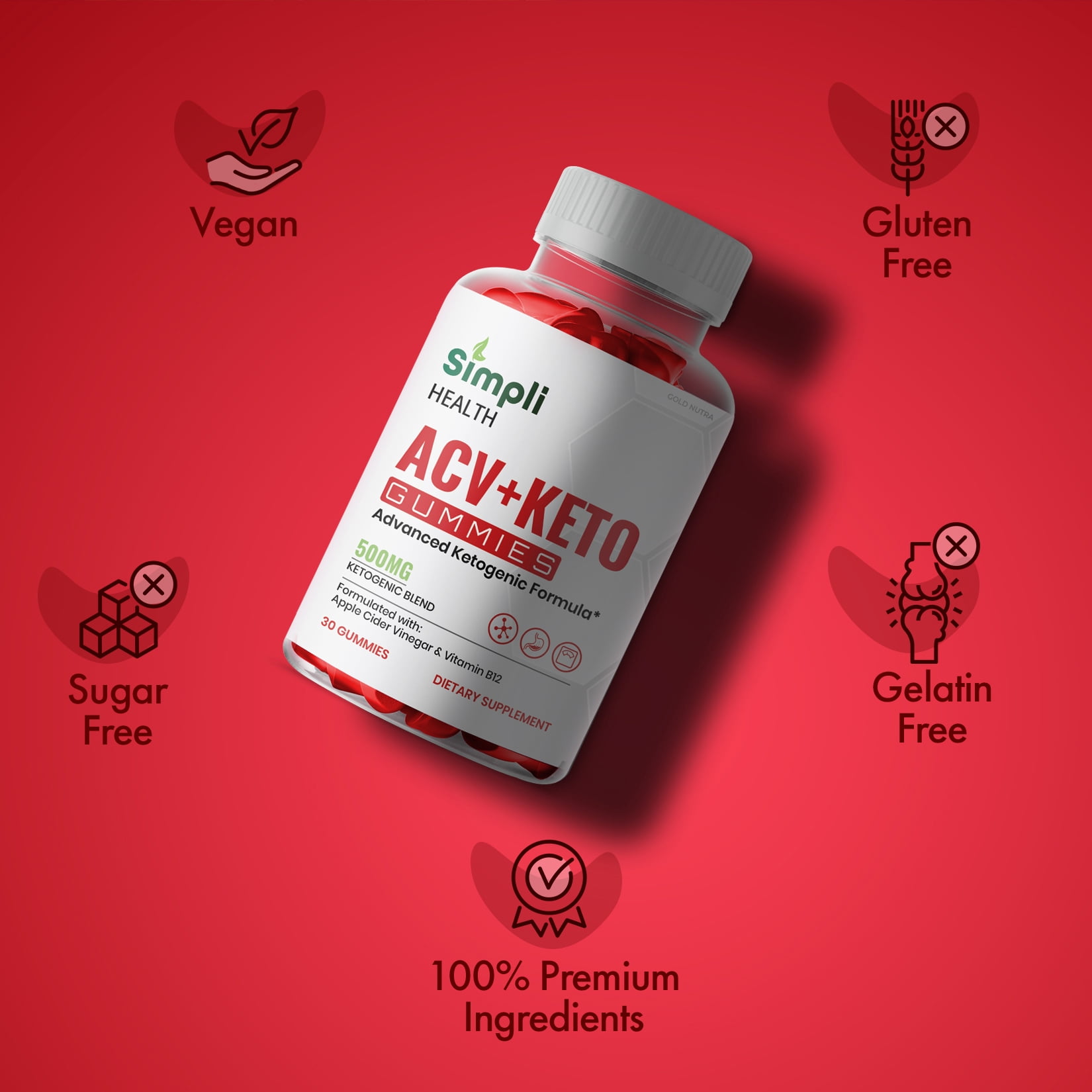 Simpli Health ACV Gummies, Maximum Strength, Simple Health Keto ACV Gummies Dietary Supplement (5 Pack)