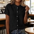thumbnail image 2 of bovemsi Blouses for Women Dressy Casual Short Sleeve Cotton Linen Button Down Loose Summer Blouses Cute Summer Tops, 2 of 6