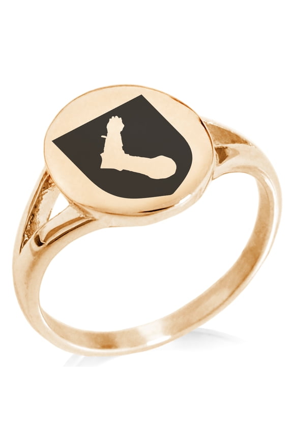 Stainless Steel Arm Armor Leadership Coat of Arms Shield Minimalist Oval Top Polished Statement Signet Ring