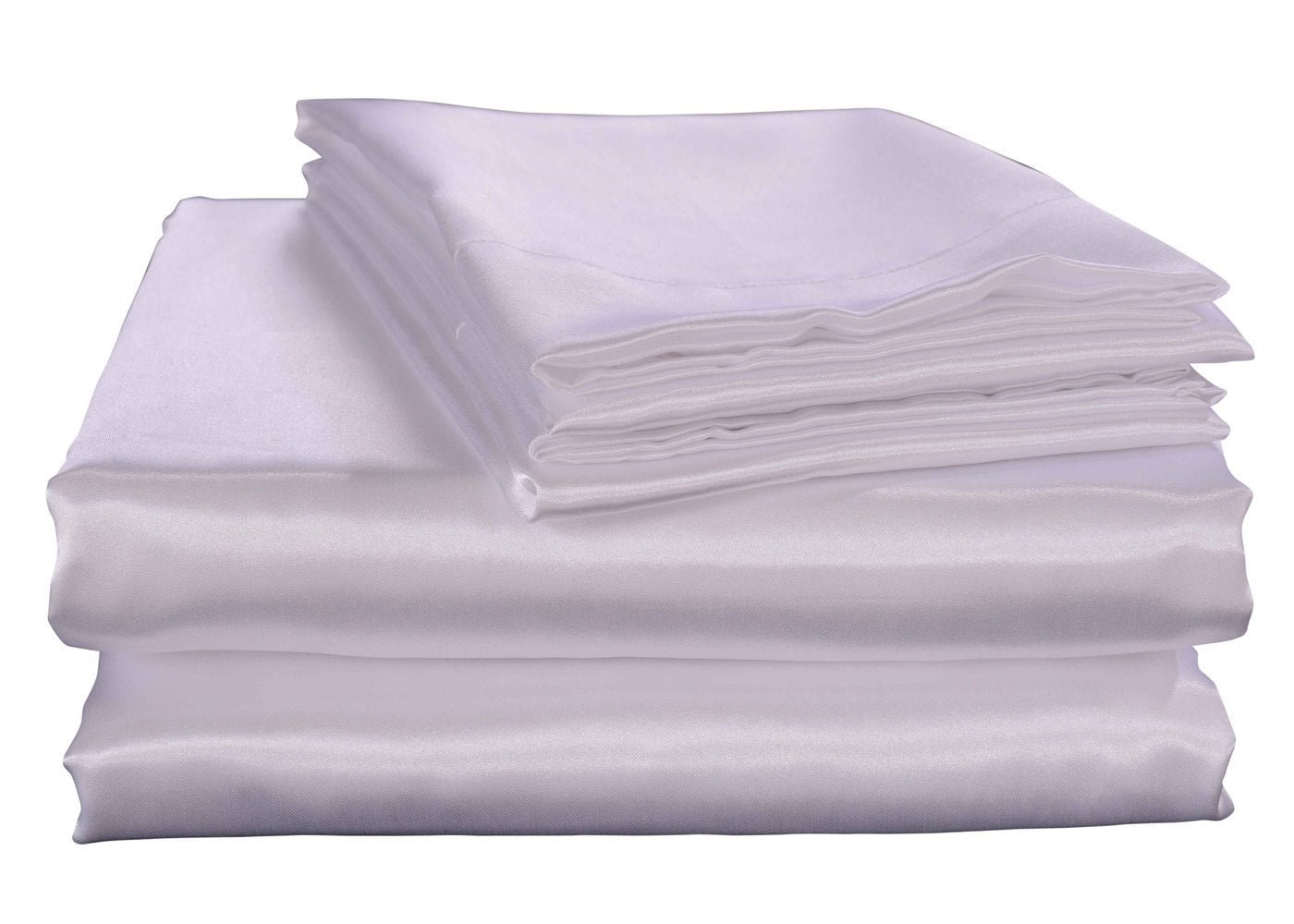 Honeymoon Luxury Satin Bed Sheet Set, Ultra Silky Soft, Queen White