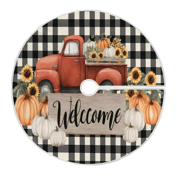 Ryvnso Christmas Tree Skirt Harvest Autumn Pumpkin Thanksgiving Xmas Tree Skirts Ornament Home Decorations 35.4"