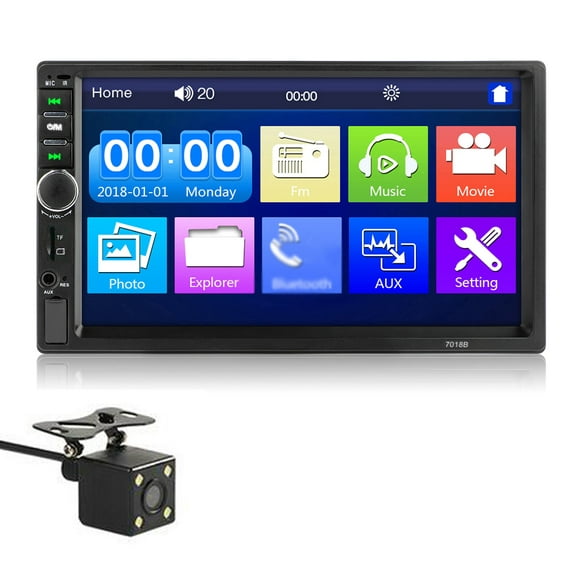 Tomshine 7-inch Double Din Car Stereo Receiver 2 Din Car Touchscreen BT MP5 Player with Reversing Camera Remote Control