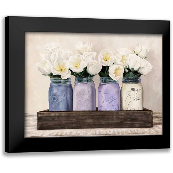 Thomlinson, Jenny 14x12 Black Modern Framed Museum Art Print Titled - Tulips in Mason Jars