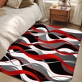 thumbnail image 5 of Red Gray Stripes Area Rugs 3x5 ft Abstract Art Modern Geometric Curve Washable Rug Non Slip Indoor Carpet Absorbent Floor Mat for Living Room Bedroom Dining Room, 5 of 9