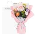 thumbnail image 1 of Ramo de flores de ganchillo Uxcell, rosa de punto hecha a mano con bolsa de regalo para decoración del hogar DIY [Rosa degradada], 1 of 6