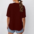 thumbnail image 3 of NAMTYQX Womens Shirts Dressy Casual Crewneck Airoft Patterns Loose Fit Plus Size Light mit Print Short Sleeve Casual Womens Summer Shirts Wine Size XL, 3 of 4