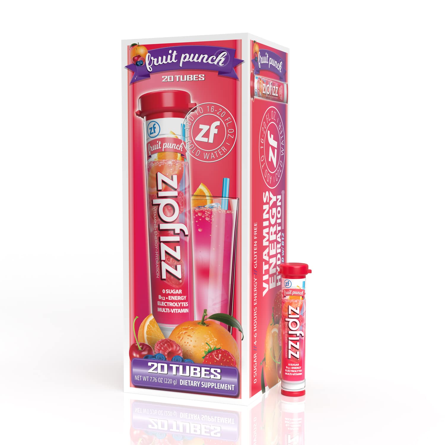 Zipfizz Energy Drink Mix, Electrolyte Hydration Powder with B12 and