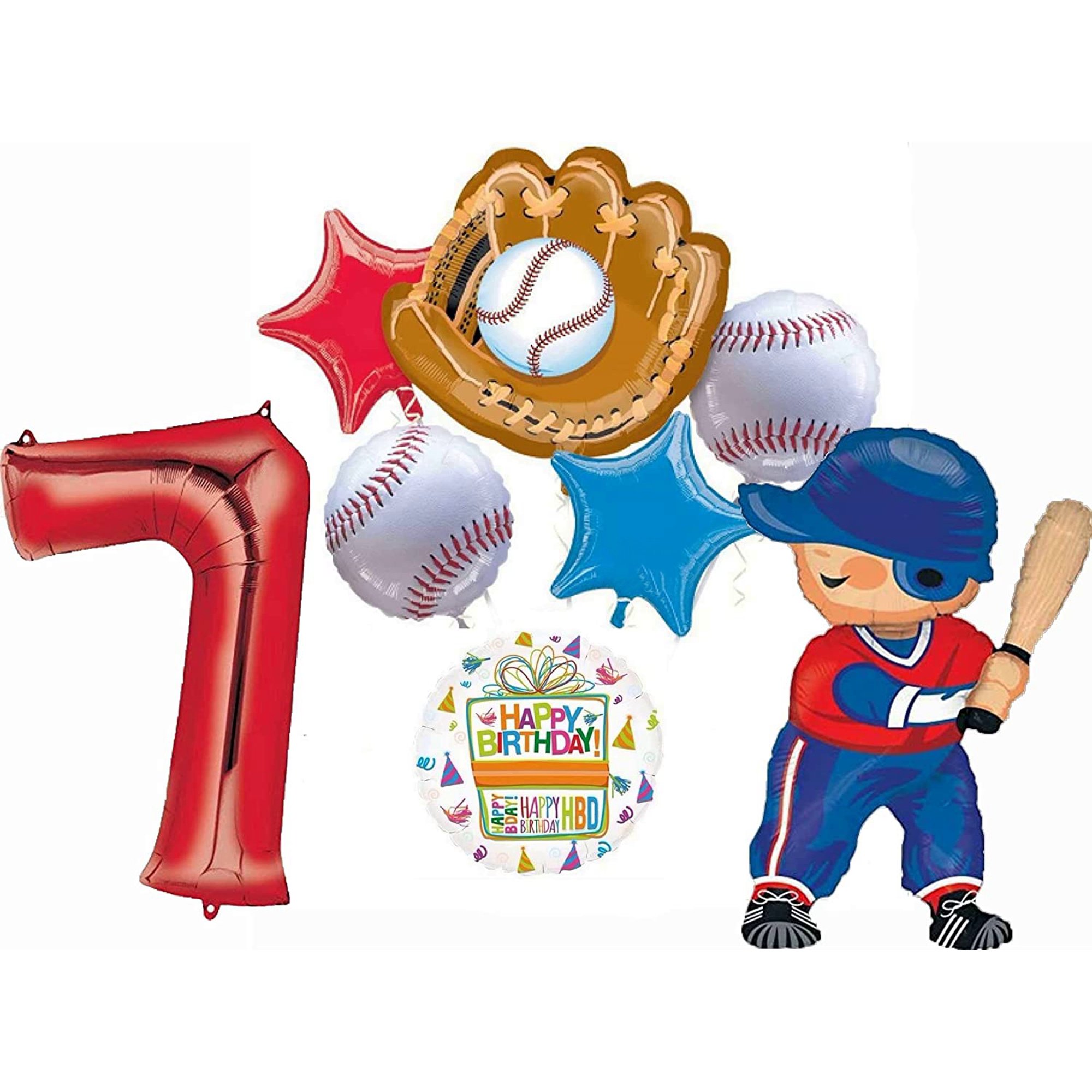 Baseball Player 7th Birthday Party Supplies Balloon Bouquet Decorations
