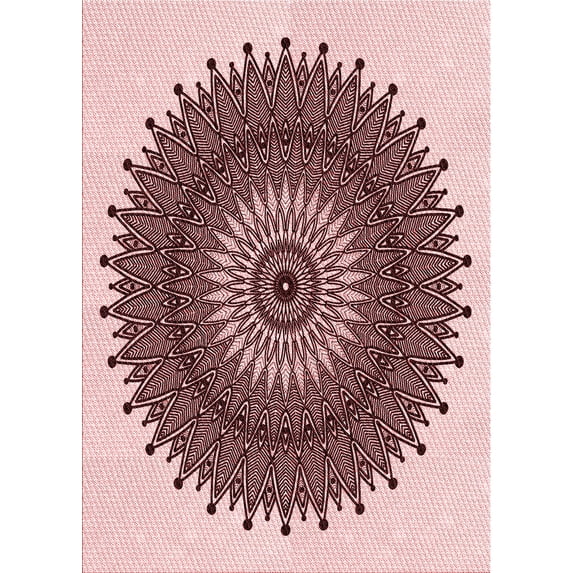 Ahgly Company Indoor Rectangle Patterned Pink Area Rugs, 8' x 10'