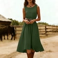 thumbnail image 5 of LIaqionyy Women Dress Sleeveless Crew Neck Casual Outfits Cotton Linen Midi Elegant Dresses Vacation Summer Sundress, 5 of 8