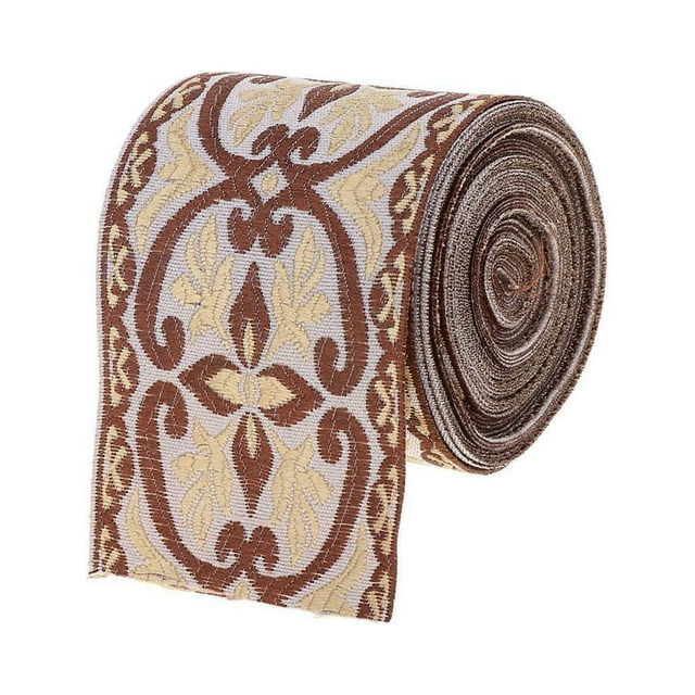 kurtrusly Wide Woven Border Ribbon Beautifully Embroidered 5 Meters/ 5 Yds Jacquard Trim Color 6cm x 5M 1Set