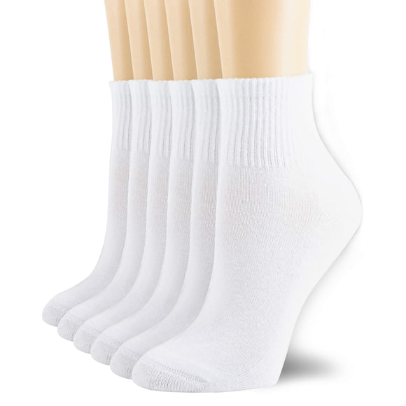 Calcetines deportivos NevEnd de algodón con cuello redondo y tobillo, 6 pares, talla M, blancos