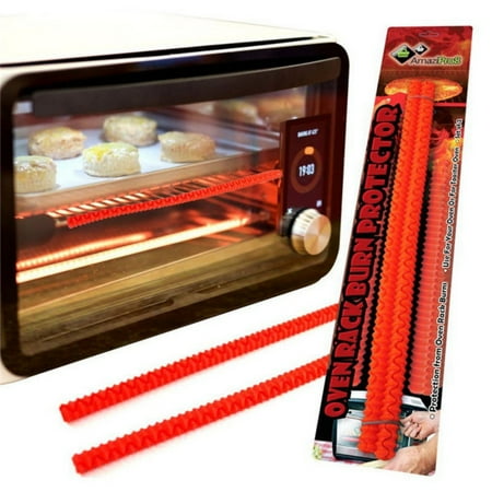 - 2PCS Silicone Oven Rack Guards Protector Safety Heat Resistant Avoid Burns Strips